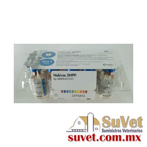 NOBIVAC DHPPi + solvente (CUADRUPLE) caja con 10 frascos de 1 ml - SUVET