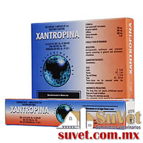 XANTROPINA (Sulfato de Atropina) empaque con 5 dosis de 5 ml - SUVET