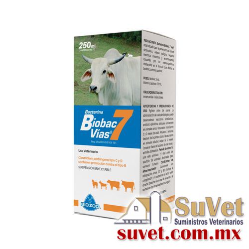 Bacterina BIOBAC 7 Vías 50 Ds frasco de 250 ml - SUVET