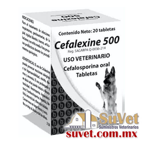 Cefalexine 500 mg  caja de 20 tabletas - SUVET
