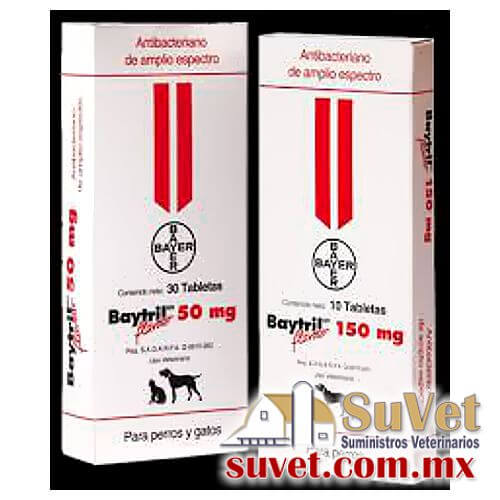 Baytril Flavour 150 mg caja de 10 tabletas - SUVET
