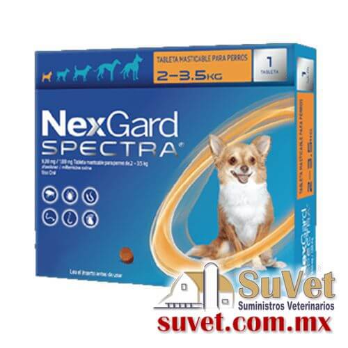 Nexgard Spectra XS 3 masticable 2 - 3.5 kg caja de 3 tabletas - SUVET