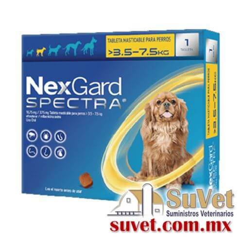 Nexgard Spectra S 3 masticable 3.6 - 7.5 kg caja de 3 tabletas - SUVET