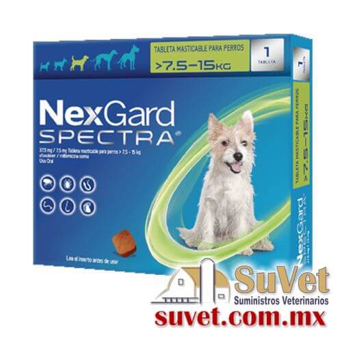 Nexgard Spectra M 3 masticable 7.6 - 15 kg caja de 3 tabletas - SUVET