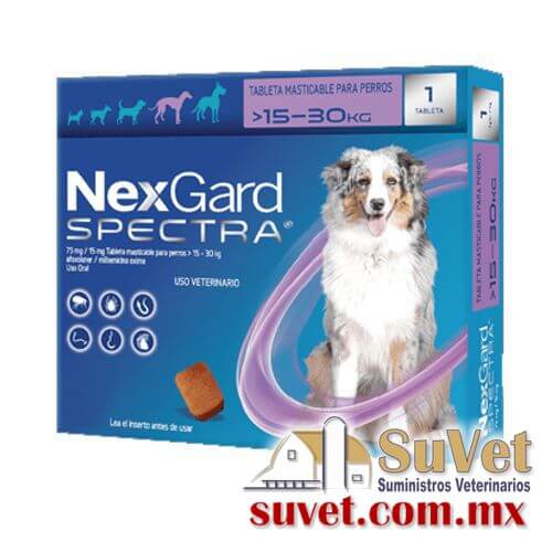 Nexgard Spectra L 1 masticable 15 - 30 kg caja de 3 tabletas - SUVET