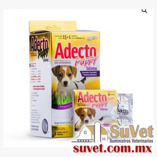 Adecto Puppy Tabletas exhibidor con 15 carteras de 4 tabs  - SUVET