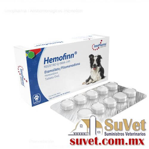 Hemofinn caja con 10 tabletas de 100 mg - SUVET