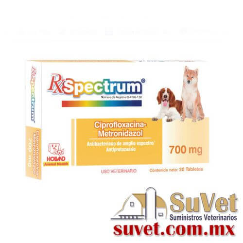 RX SPECTRUM ciprofloxacina  caja de 20 tabletas - SUVET